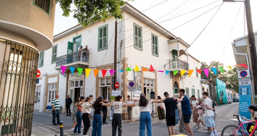 Ό&lambda;&eta; &eta; &gamma;&epsilon;&iota;&tau;&omicron;&nu;&iota;ά &gamma;ί&nu;&epsilon;&tau;&alpha;&iota; &mu;&iota;&alpha; &mu;&epsilon;&gamma;ά&lambda;&eta; &gamma;&iota;&omicron;&rho;&tau;ή &sigma;&tau;&omicron; &phi;&epsilon;&sigma;&tau;&iota;&beta;ά&lambda; &laquo;&Chi;ό&rho;&epsilon;&psi;&epsilon; &Chi;ό&rho;&epsilon;&psi;&epsilon; &sigma;&tau;&eta; &gamma;&epsilon;&iota;&tau;&omicron;&nu;&iota;ά&raquo;